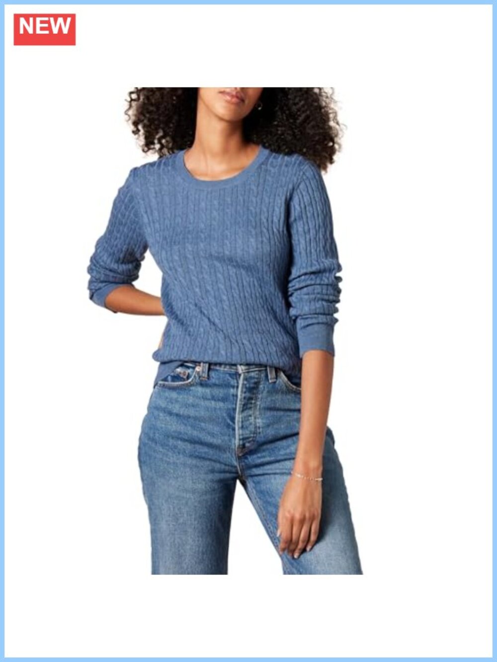 Women's Lightweight Cable Knit Crewneck Long Sleeve Sweater
